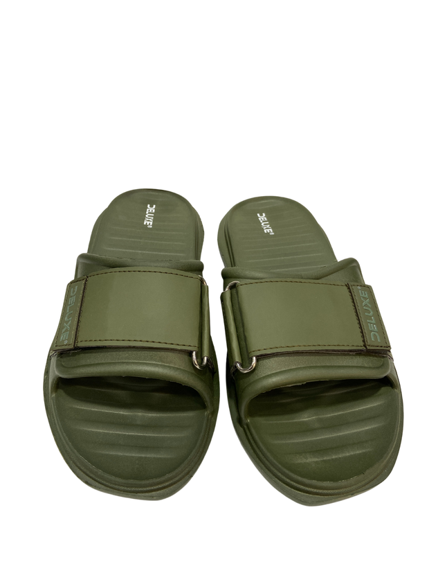 DELUXE Olive Green Strap Slide Sandals