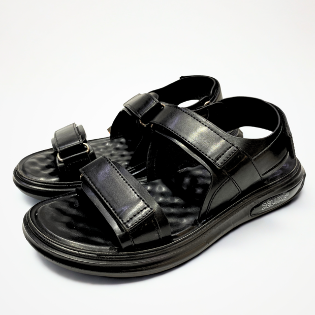 Deluxe Black Leather Sandals